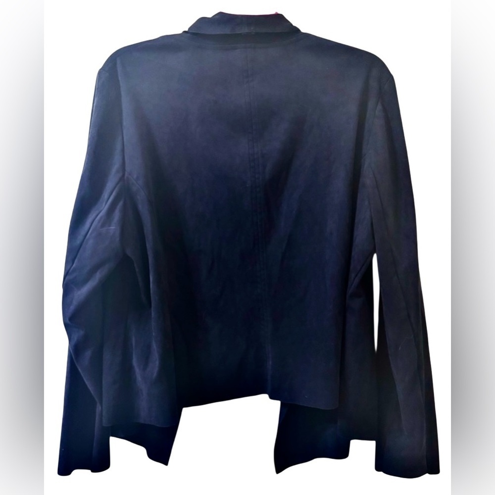 NWOT Raffinalla Faux Suede Navy Cropped Jacket - Picture 2 of 4